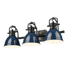 Golden 3602-BA3 BLK-NVY - Yep by Golden Lighting Duncan 3-light Vanity in Matte Black and Navy Blue shade